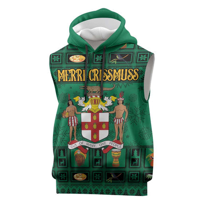 Personalized Afro-Jamaicans Merri Crissmuss Sleeveless Hoodie Coat Of Arms - Xmas - African Pride