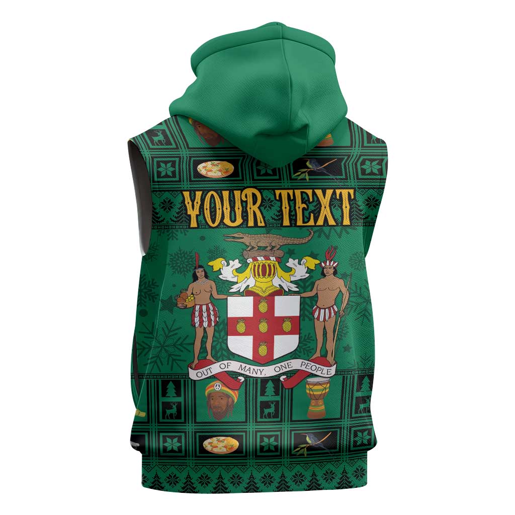 Personalized Afro-Jamaicans Merri Crissmuss Sleeveless Hoodie Coat Of Arms - Xmas - African Pride