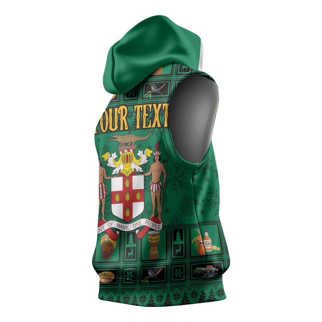 Personalized Afro-Jamaicans Merri Crissmuss Sleeveless Hoodie Coat Of Arms - Xmas - African Pride