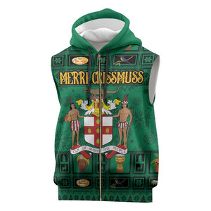 Personalized Afro-Jamaicans Merri Crissmuss Sleeveless Zip Hoodie Coat Of Arms - Xmas - African Pride