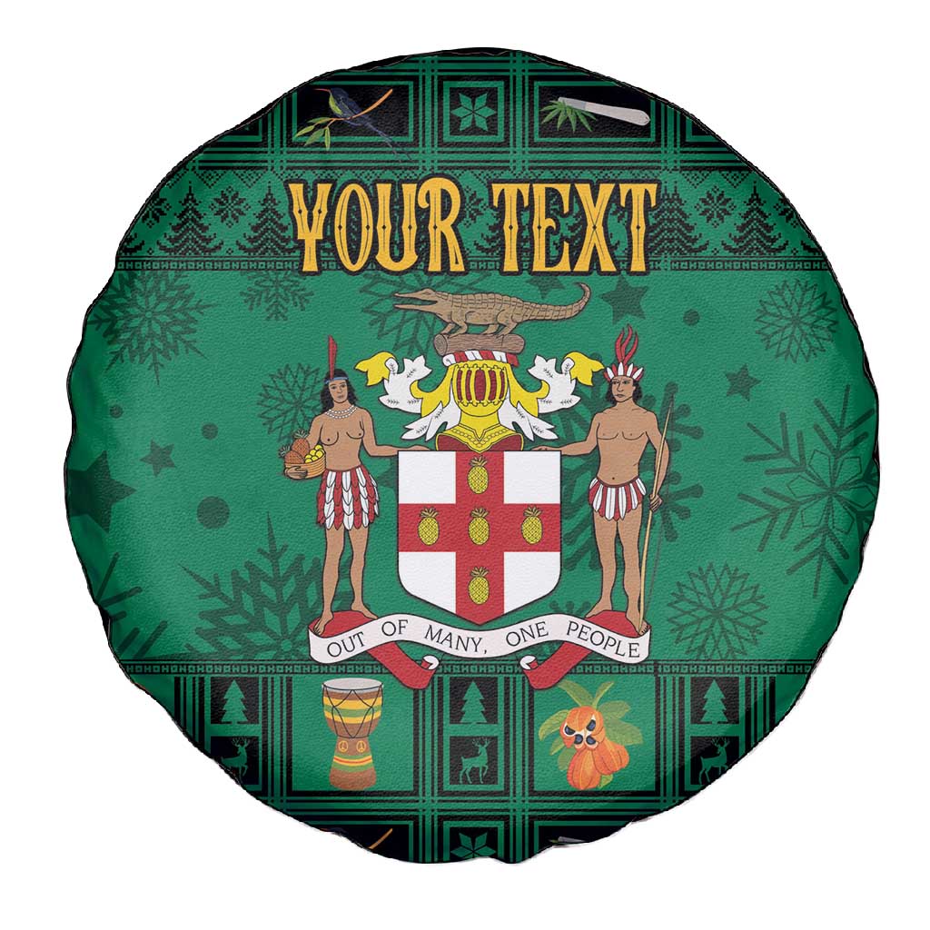 Personalized Afro-Jamaicans Merri Crissmuss Spare Tire Cover Coat Of Arms - Xmas