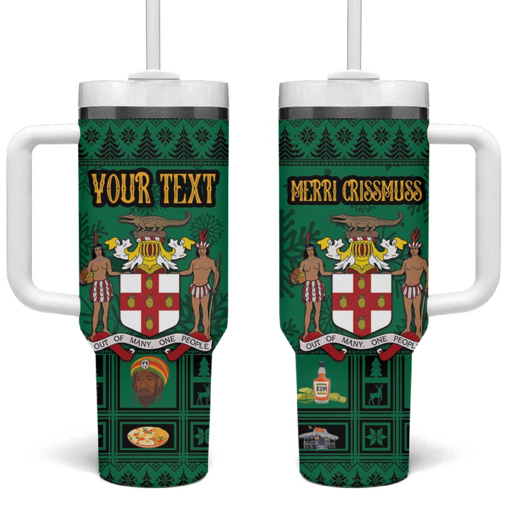 Personalized Afro-Jamaicans Merri Crissmuss Tumbler With Handle Coat Of Arms - Xmas