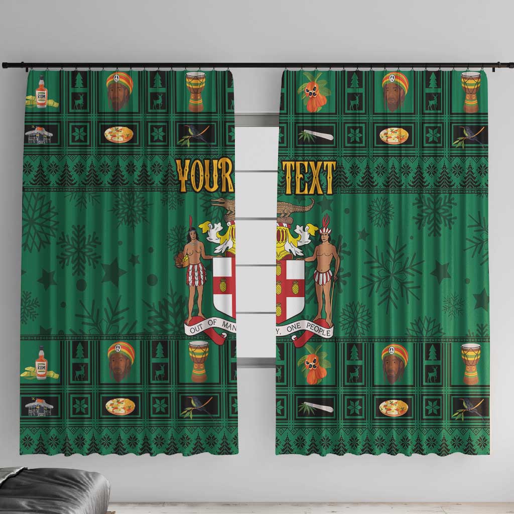 Personalized Afro-Jamaicans Merri Crissmuss Window Curtain Coat Of Arms - Xmas