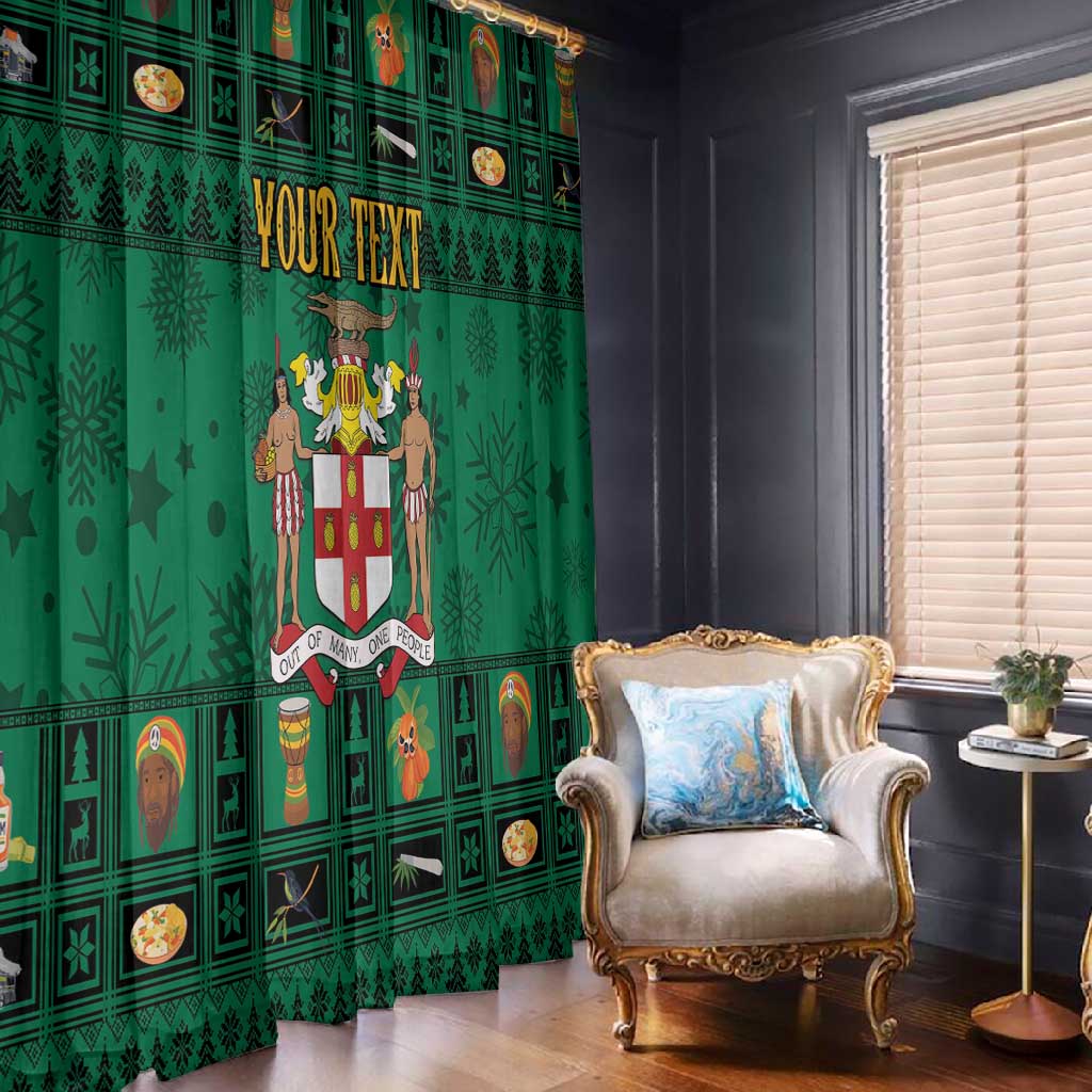 Personalized Afro-Jamaicans Merri Crissmuss Window Curtain Coat Of Arms - Xmas