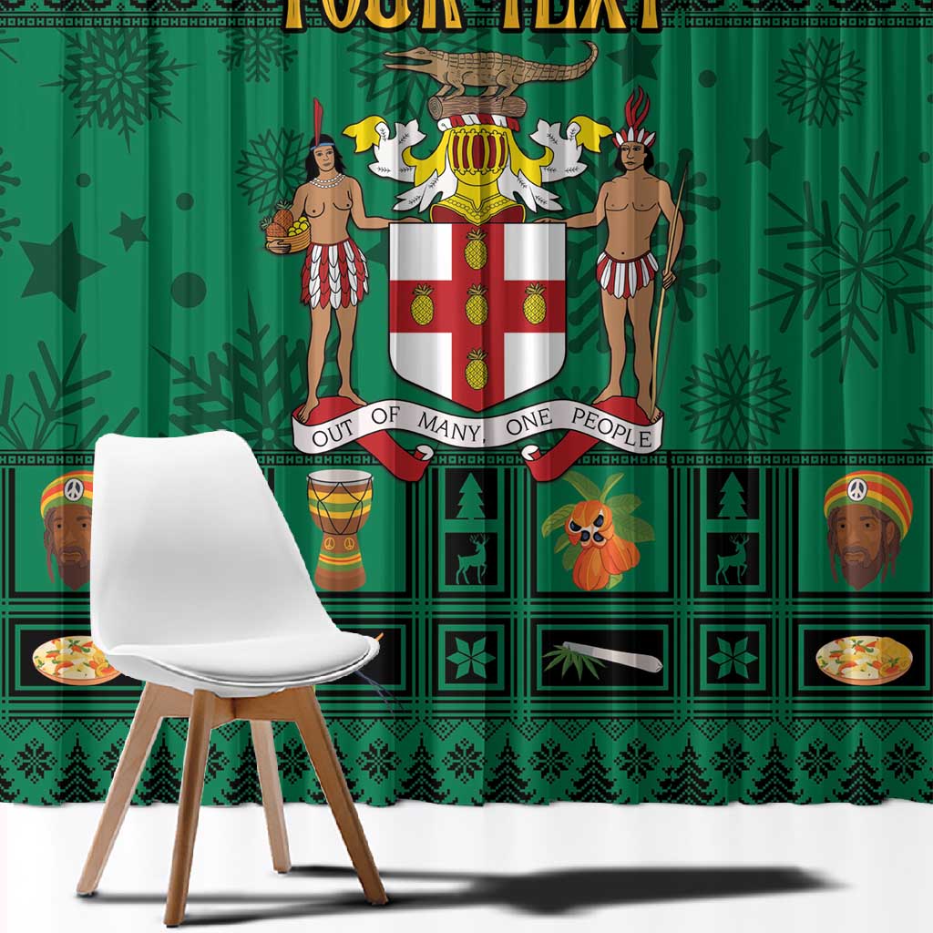 Personalized Afro-Jamaicans Merri Crissmuss Window Curtain Coat Of Arms - Xmas