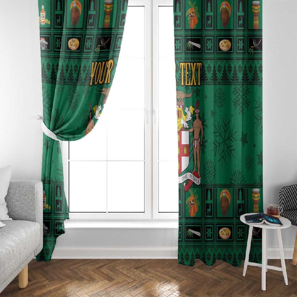 Personalized Afro-Jamaicans Merri Crissmuss Window Curtain Coat Of Arms - Xmas