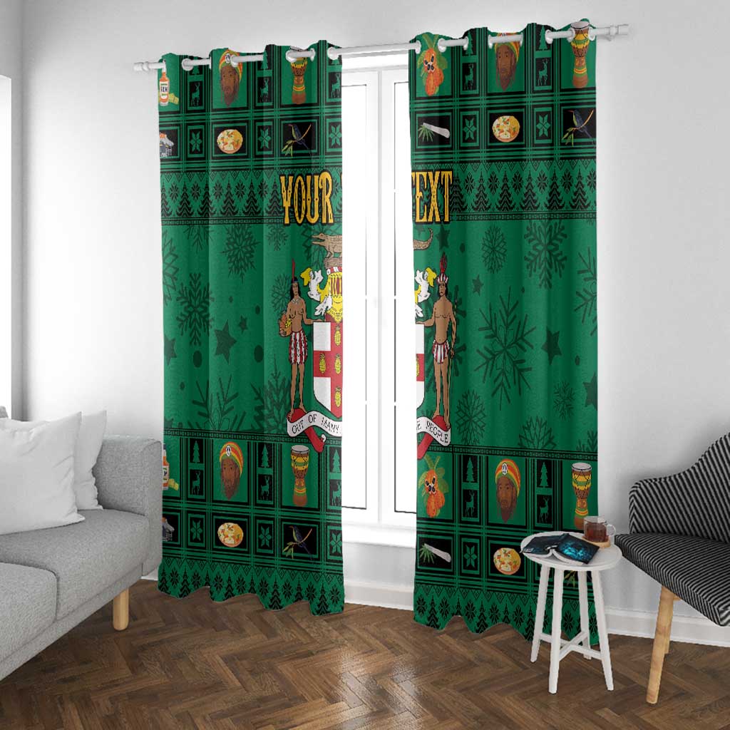 Personalized Afro-Jamaicans Merri Crissmuss Window Curtain Coat Of Arms - Xmas