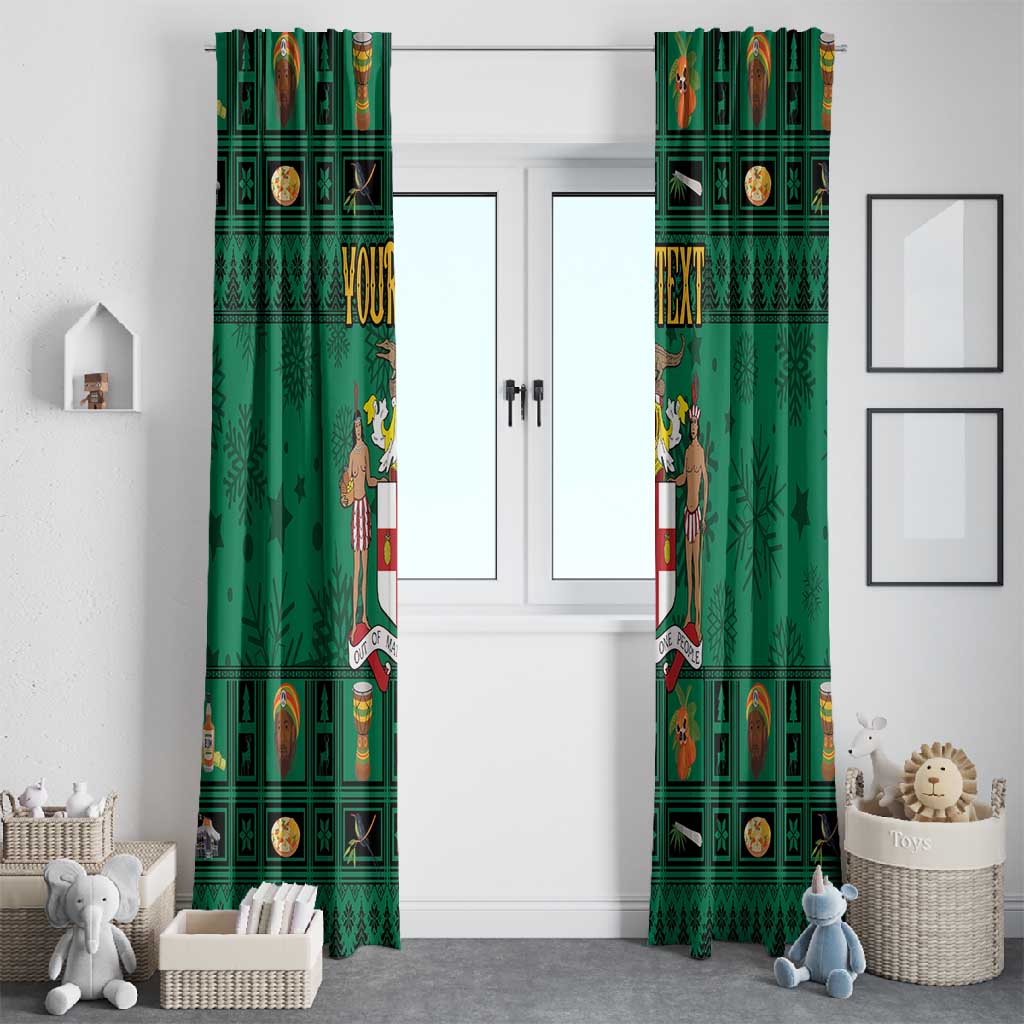 Personalized Afro-Jamaicans Merri Crissmuss Window Curtain Coat Of Arms - Xmas