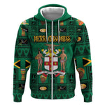 Personalized Afro-Jamaicans Merri Crissmuss Zip Hoodie Coat Of Arms - Xmas