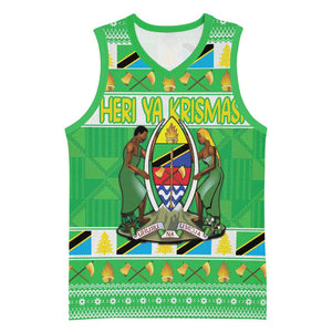 Personalized Afro Tanzania Christmas Basketball Jersey Heri ya Krismasi With Coat Of Arms - African Pride