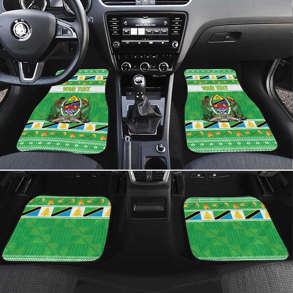 Personalized Afro Tanzania Christmas Car Mats Heri ya Krismasi With Coat Of Arms