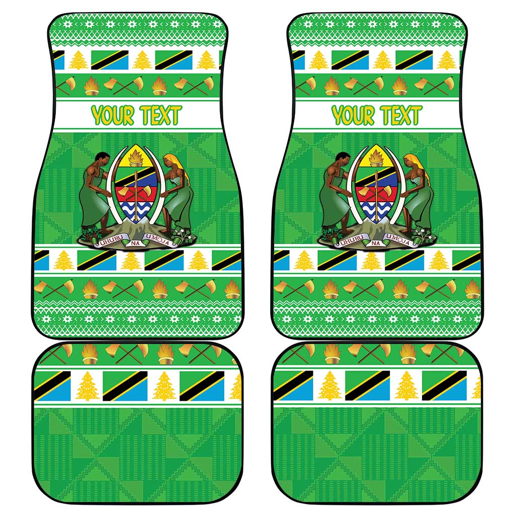 Personalized Afro Tanzania Christmas Car Mats Heri ya Krismasi With Coat Of Arms