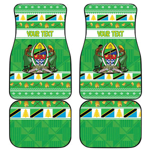 Personalized Afro Tanzania Christmas Car Mats Heri ya Krismasi With Coat Of Arms