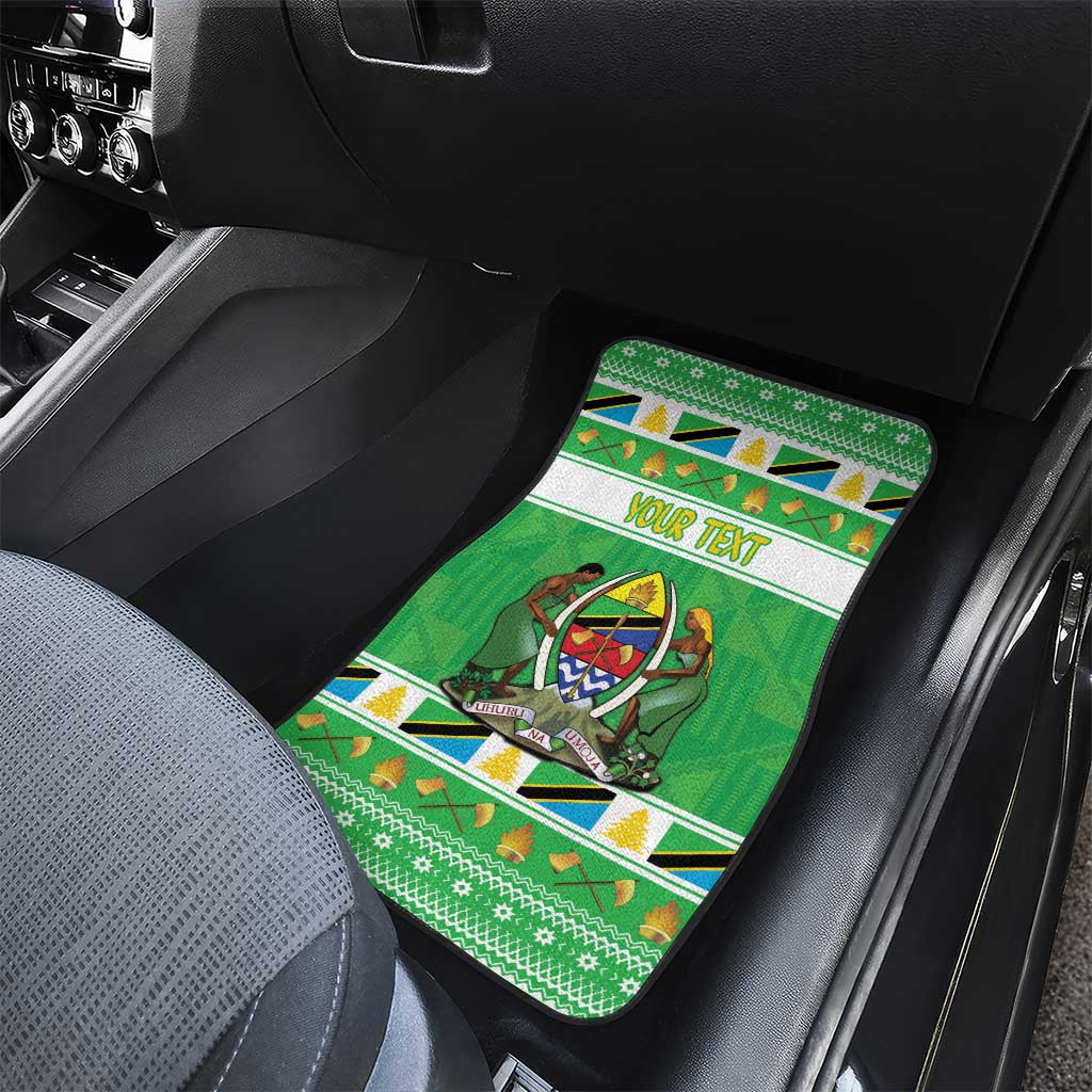 Personalized Afro Tanzania Christmas Car Mats Heri ya Krismasi With Coat Of Arms