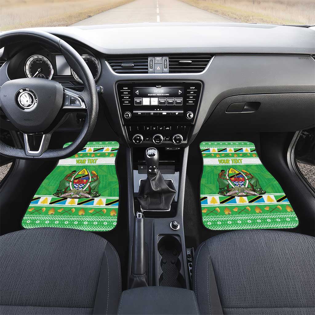 Personalized Afro Tanzania Christmas Car Mats Heri ya Krismasi With Coat Of Arms