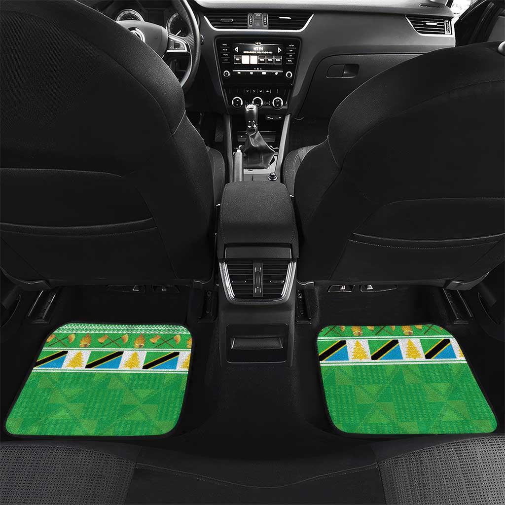 Personalized Afro Tanzania Christmas Car Mats Heri ya Krismasi With Coat Of Arms