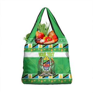 Personalized Afro Tanzania Christmas Grocery Bag Heri ya Krismasi With Coat Of Arms