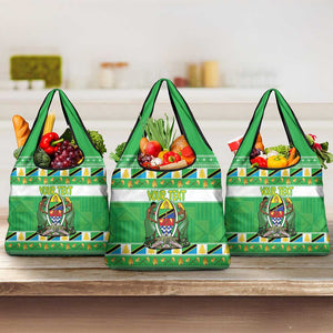 Personalized Afro Tanzania Christmas Grocery Bag Heri ya Krismasi With Coat Of Arms