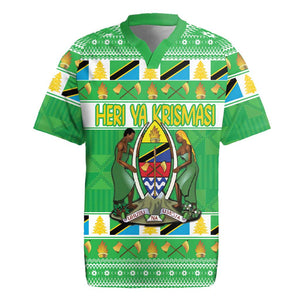 Personalized Afro Tanzania Christmas Rugby Jersey Heri ya Krismasi With Coat Of Arms