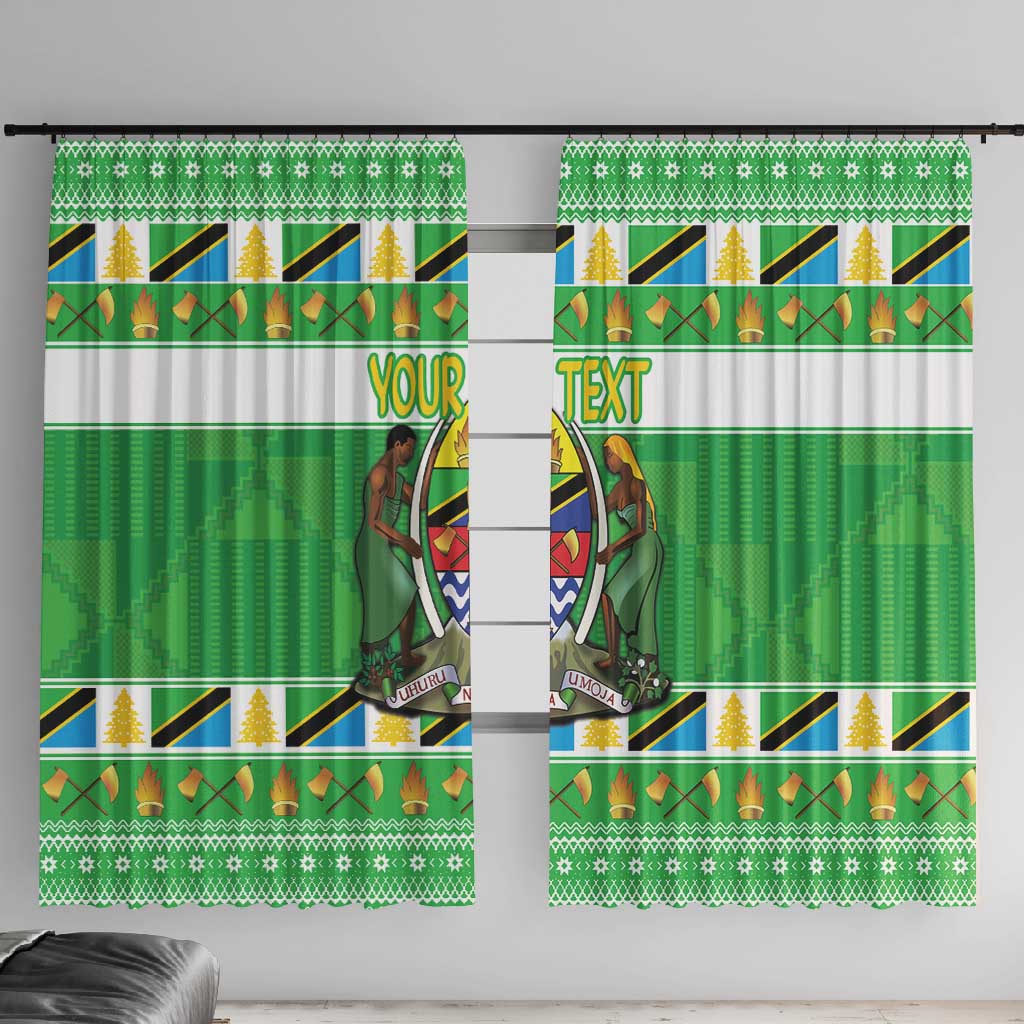Personalized Afro Tanzania Christmas Window Curtain Heri ya Krismasi With Coat Of Arms