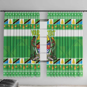 Personalized Afro Tanzania Christmas Window Curtain Heri ya Krismasi With Coat Of Arms