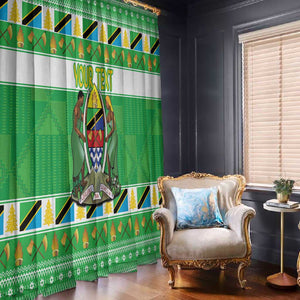Personalized Afro Tanzania Christmas Window Curtain Heri ya Krismasi With Coat Of Arms