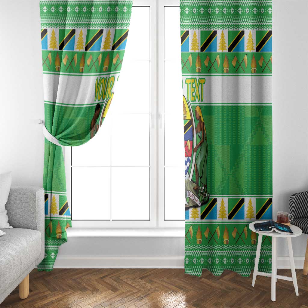 Personalized Afro Tanzania Christmas Window Curtain Heri ya Krismasi With Coat Of Arms