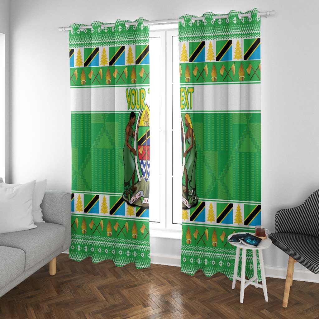 Personalized Afro Tanzania Christmas Window Curtain Heri ya Krismasi With Coat Of Arms