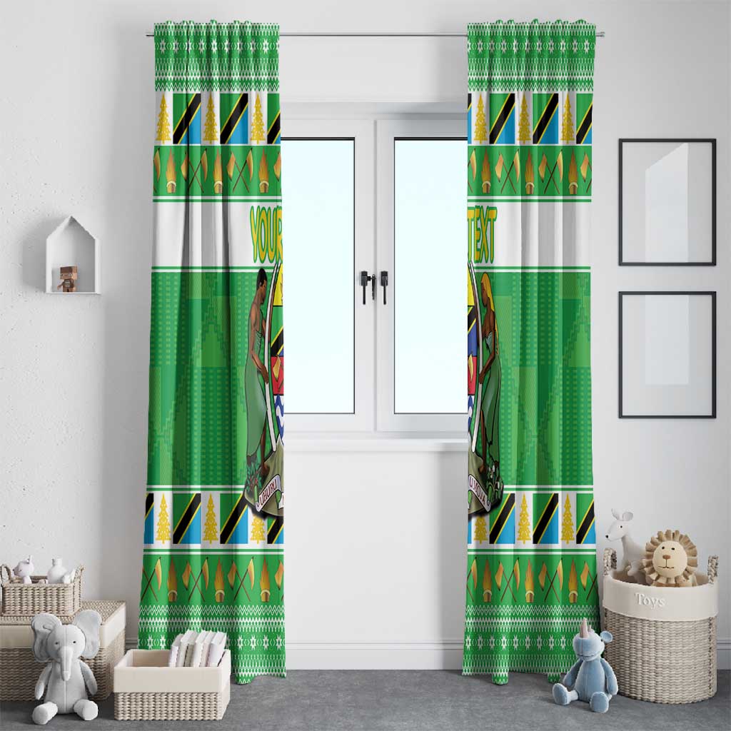 Personalized Afro Tanzania Christmas Window Curtain Heri ya Krismasi With Coat Of Arms