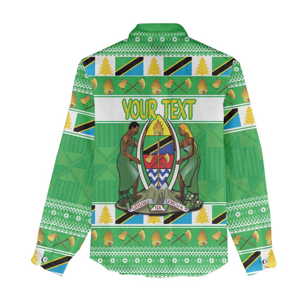 Personalized Afro Tanzania Christmas Women Casual Shirt Heri ya Krismasi With Coat Of Arms LT18
