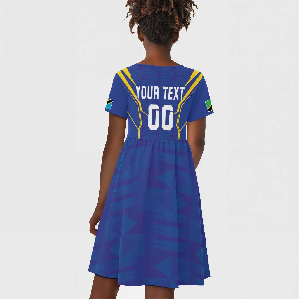 Custom Afro Tanzania Football Kid Short Sleeve Dress Taifa Stars Go Champion