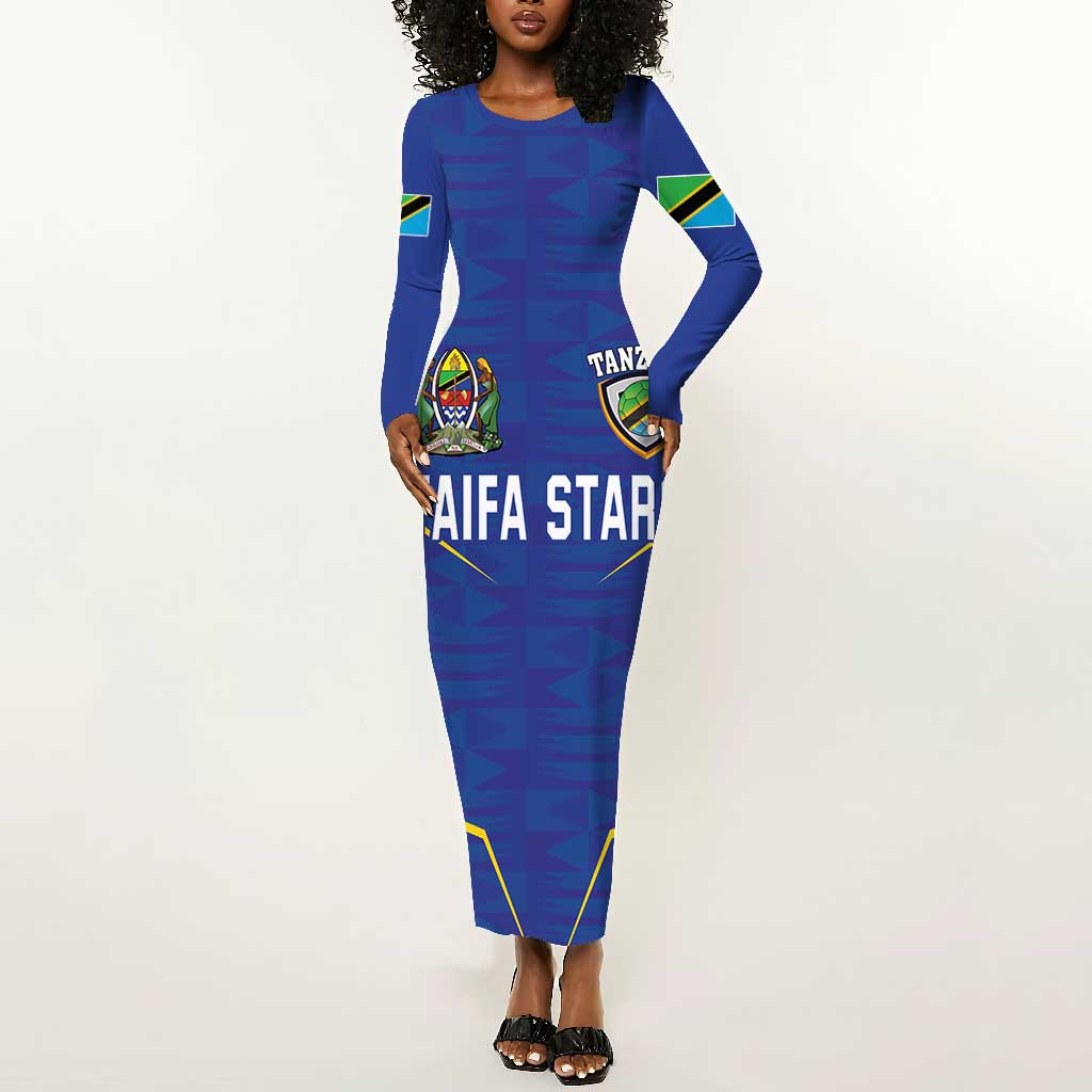 Custom Afro Tanzania Football Long Sleeve Bodycon Dress Taifa Stars Go Champion LT18