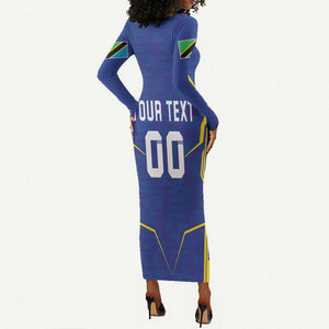 Custom Afro Tanzania Football Long Sleeve Bodycon Dress Taifa Stars Go Champion LT18