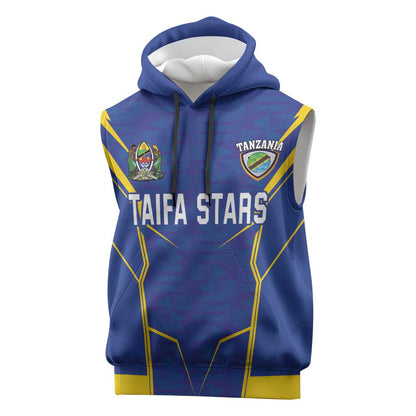 Custom Afro Tanzania Football Sleeveless Hoodie Taifa Stars Go Champion - African Pride
