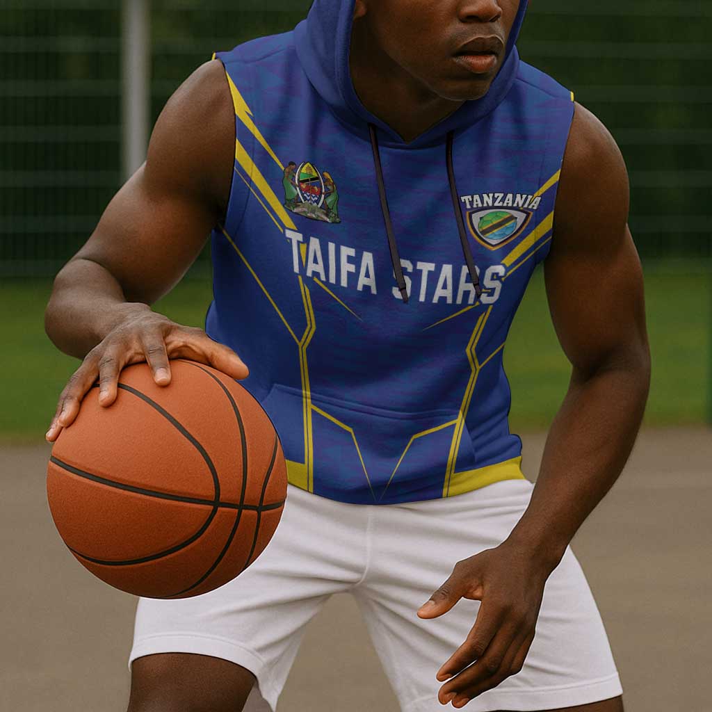 Custom Afro Tanzania Football Sleeveless Hoodie Taifa Stars Go Champion - African Pride
