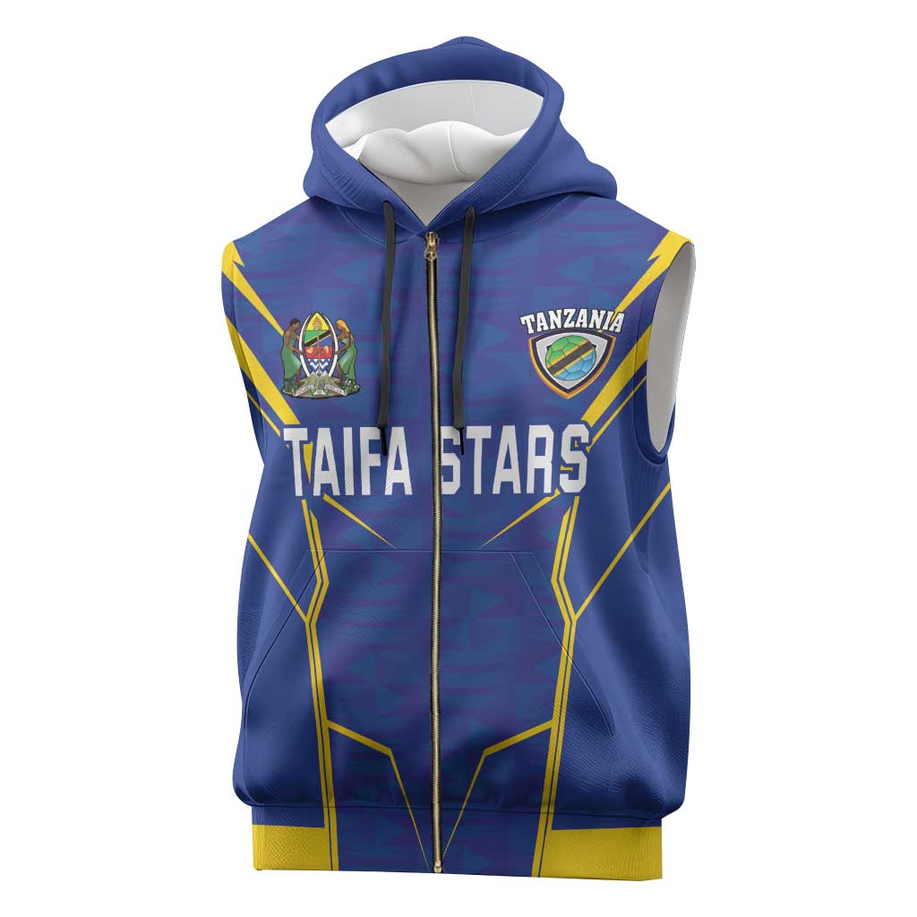 Custom Afro Tanzania Football Sleeveless Zip Hoodie Taifa Stars Go Champion - African Pride