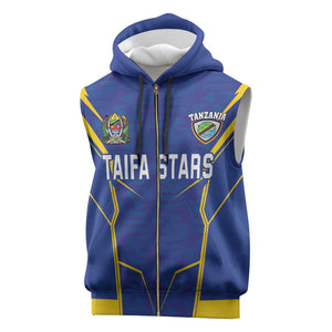 Custom Afro Tanzania Football Sleeveless Zip Hoodie Taifa Stars Go Champion - African Pride