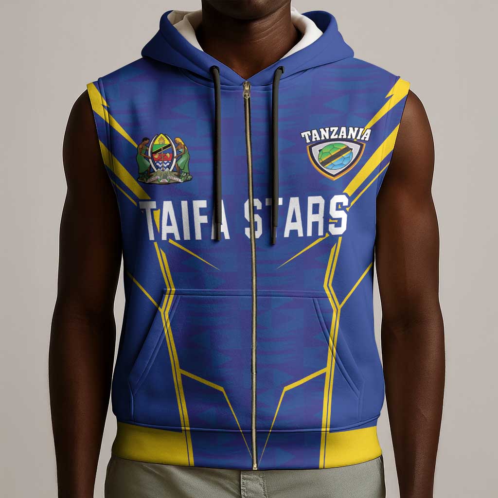 Custom Afro Tanzania Football Sleeveless Zip Hoodie Taifa Stars Go Champion - African Pride