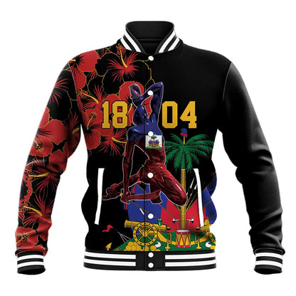 Afro-Haitians Negre Marron Baseball Jacket Libete Egalite Fratenite - African Pride