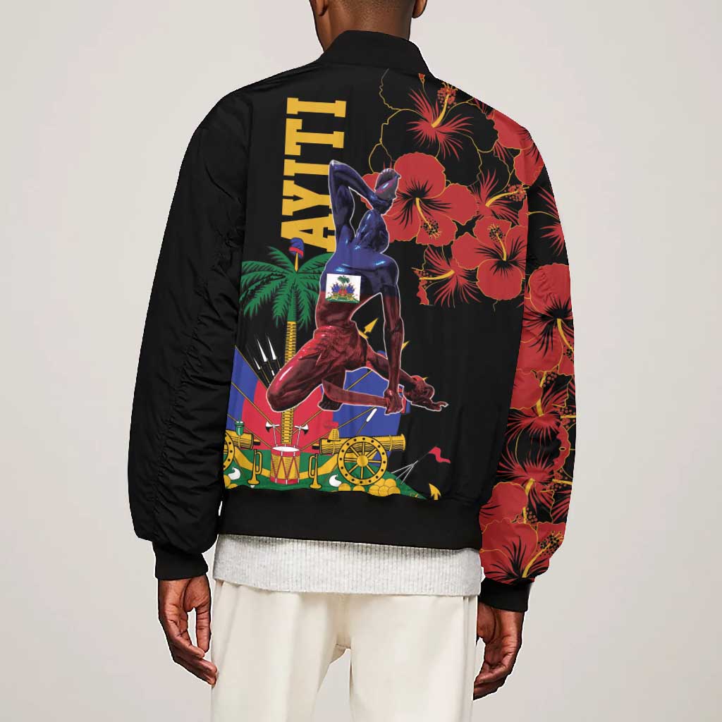 Afro-Haitians Negre Marron Bomber Jacket Libete Egalite Fratenite - African Pride