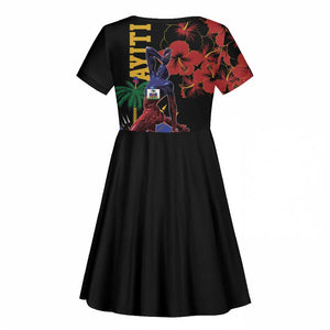 Afro-Haitians Negre Marron Kid Short Sleeve Dress Libete Egalite Fratenite - African Pride