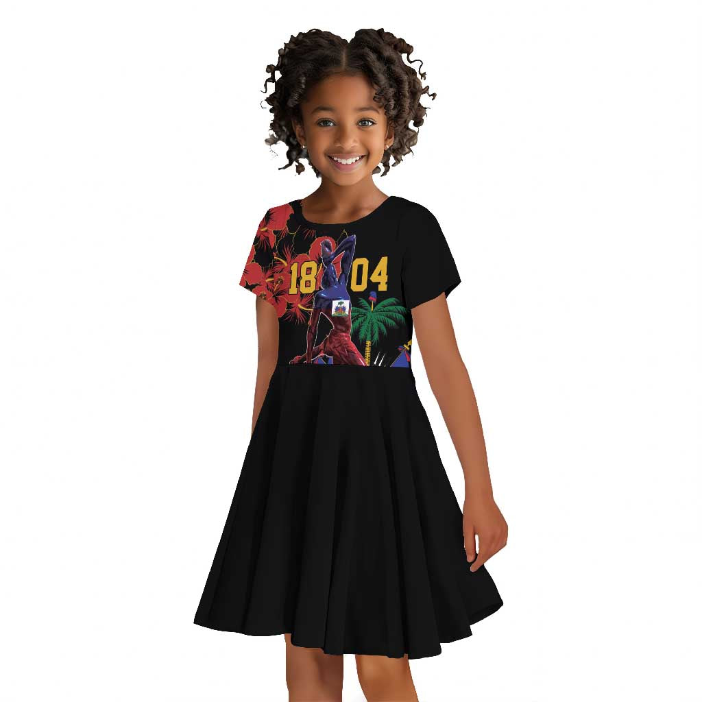 Afro-Haitians Negre Marron Kid Short Sleeve Dress Libete Egalite Fratenite - African Pride