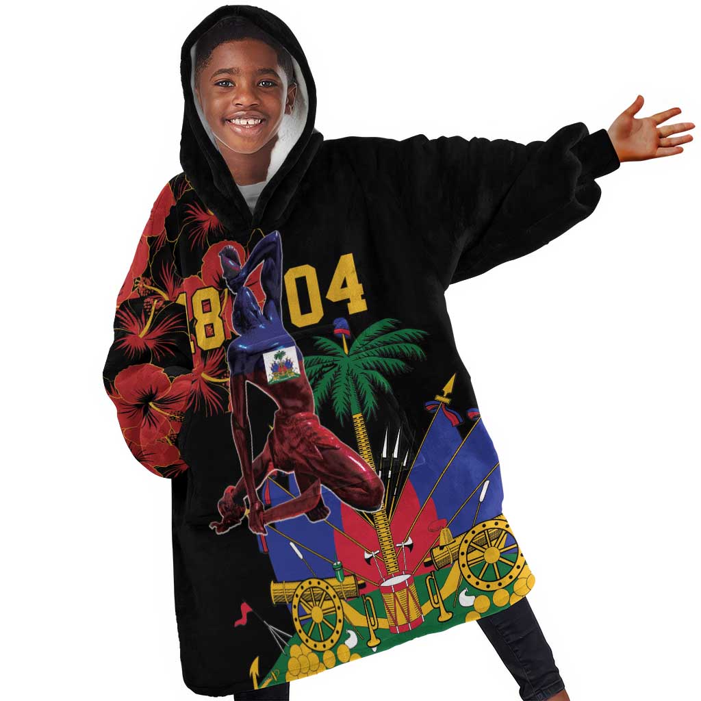Afro-Haitians Negre Marron Kid Wearable Blanket Hoodie Libete Egalite Fratenite - African Pride
