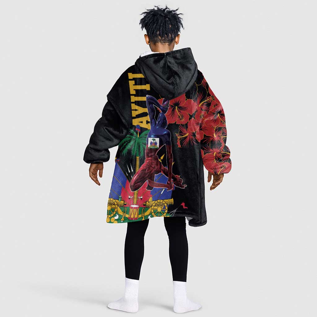 Afro-Haitians Negre Marron Kid Wearable Blanket Hoodie Libete Egalite Fratenite - African Pride