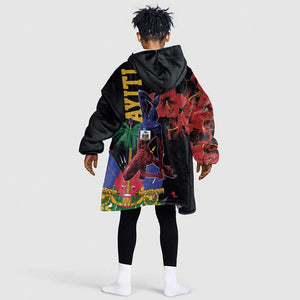 Afro-Haitians Negre Marron Kid Wearable Blanket Hoodie Libete Egalite Fratenite - African Pride