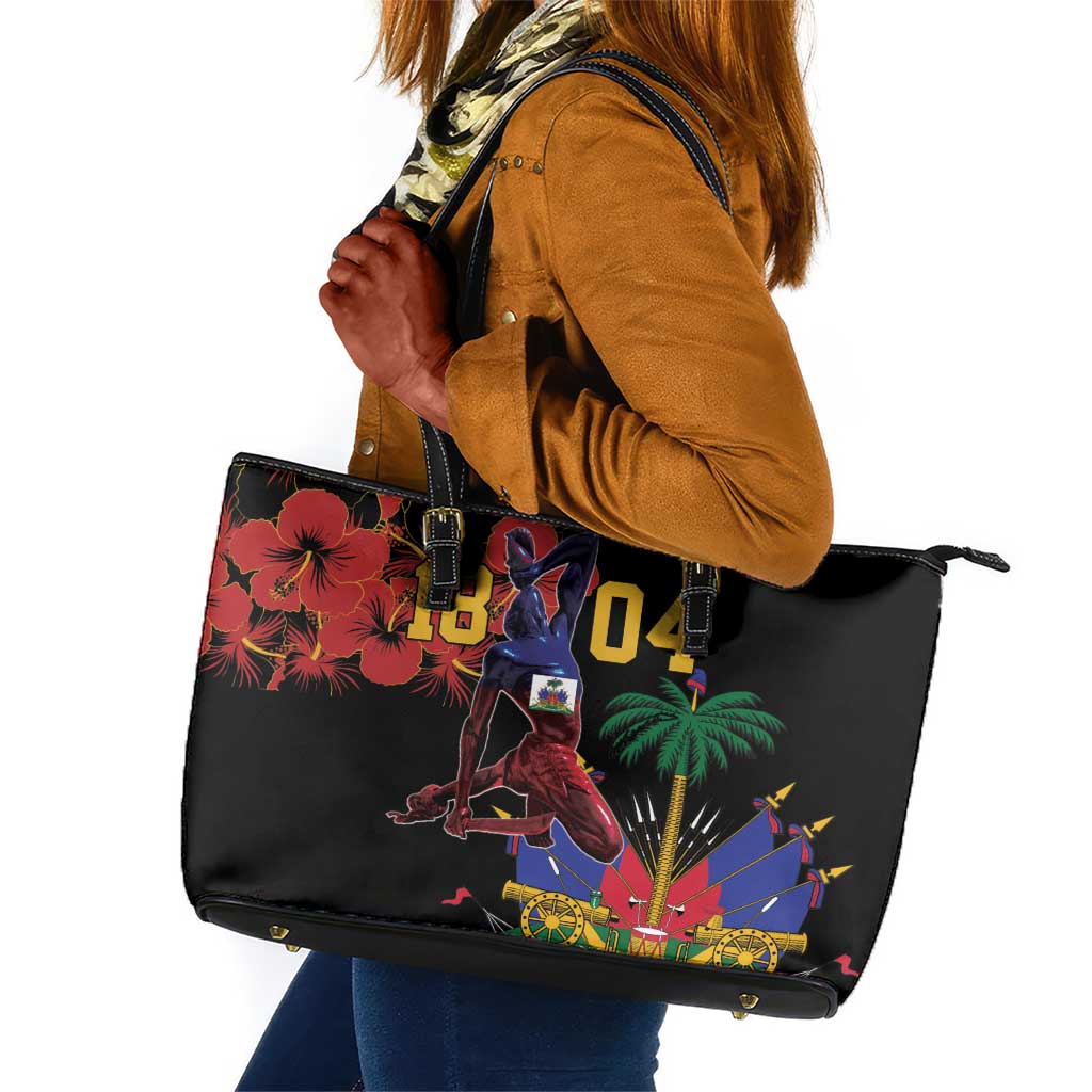 Afro-Haitians Negre Marron Leather Tote Bag Libete Egalite Fratenite - African Pride