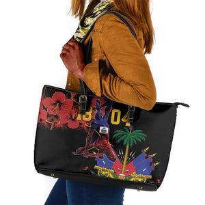 Afro-Haitians Negre Marron Leather Tote Bag Libete Egalite Fratenite - African Pride