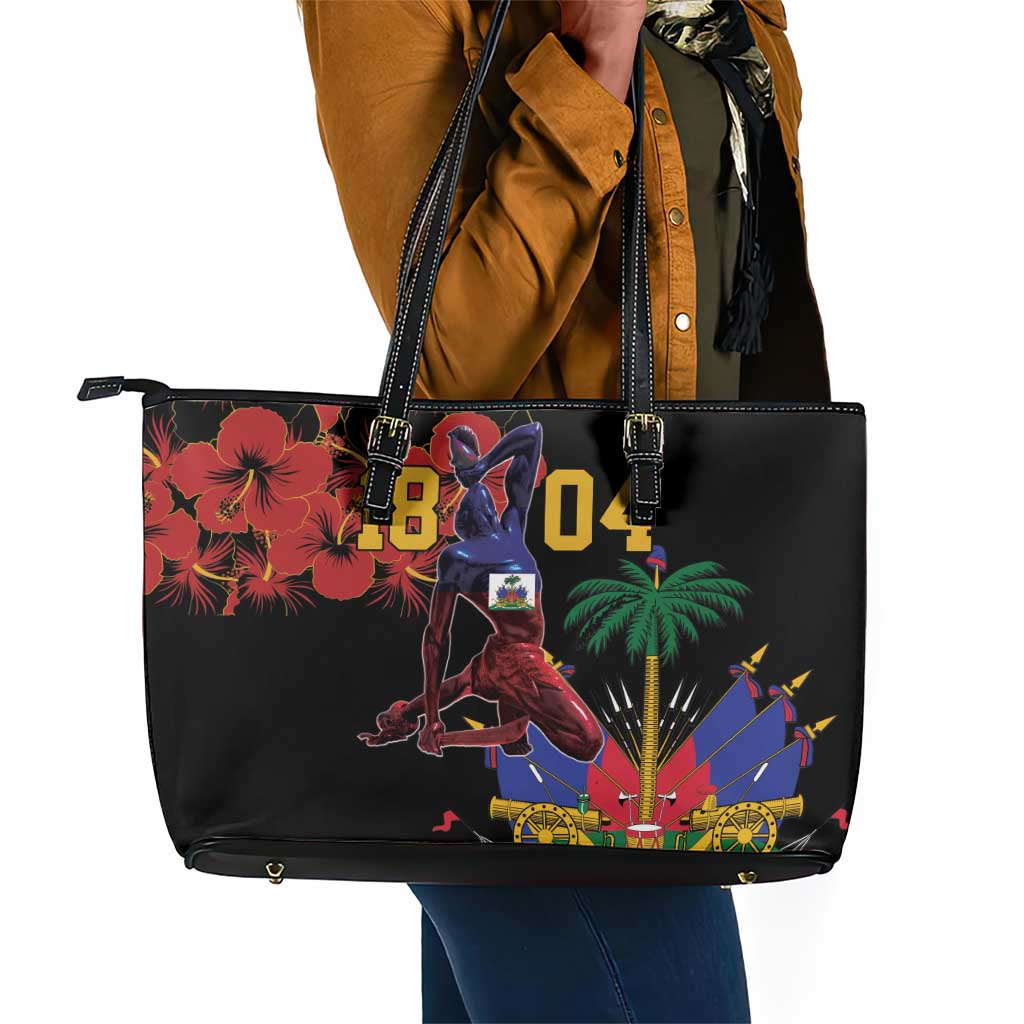 Afro-Haitians Negre Marron Leather Tote Bag Libete Egalite Fratenite - African Pride