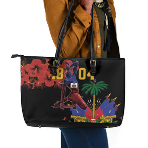 Afro-Haitians Negre Marron Leather Tote Bag Libete Egalite Fratenite - African Pride