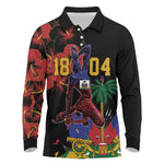 Afro-Haitians Negre Marron Long Sleeve Polo Shirt Libete Egalite Fratenite - African Pride